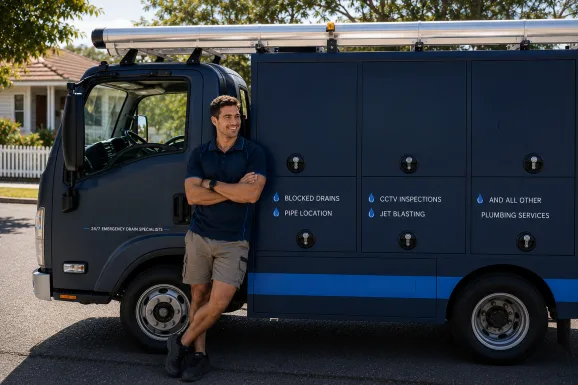 Our plumber with the service van on a Queens Park job